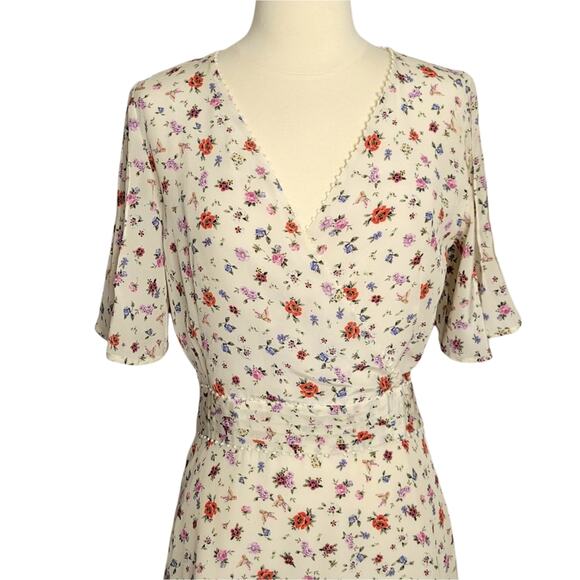 The Kooples Mixed Print Floral 100% Silk Dress White Size Small New With Tag - Picture 13 of 15